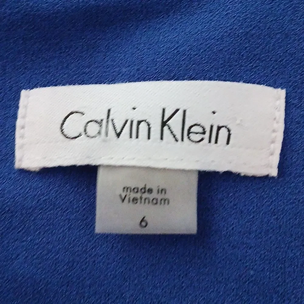 Calvin Klein Royal Blue Cap-Sleeve Side-Ruche Sheath Dress Sz 6 NWOT